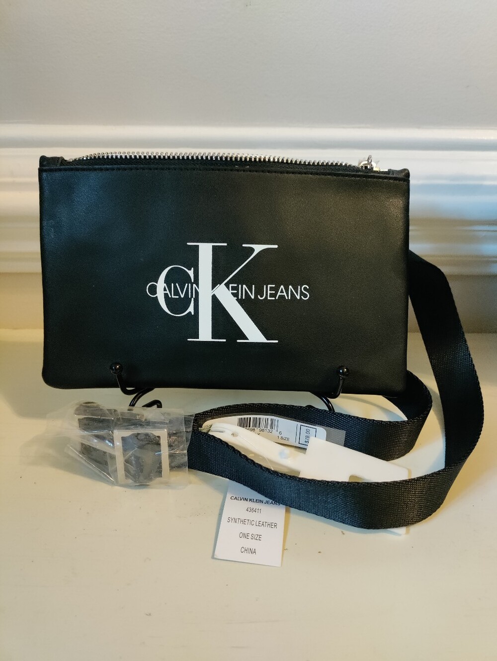 New Calvin Klein Jeans Black Logo Belt Bag Crossbody Sling